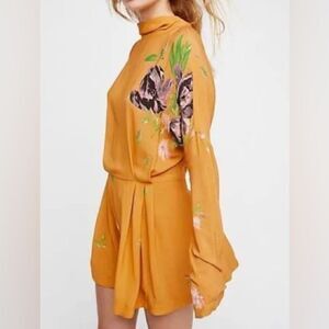 Free People Golden Floral Mini Dress